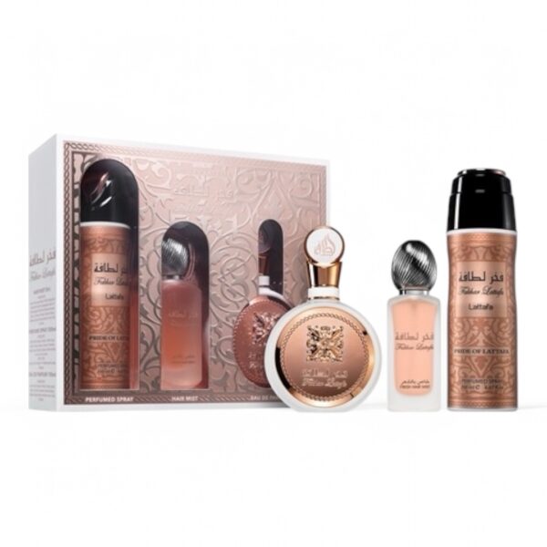 KIT  Lattafa Fakhar  Rose EDP 3 peças 100 Ml